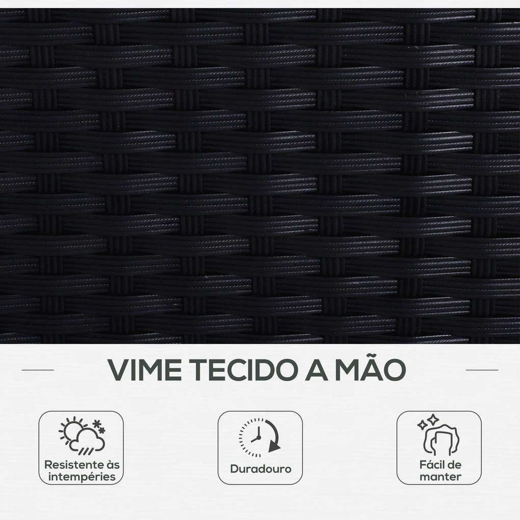 Conjunto de 2 Espreguiçadeiras de Jardim de Vime Reclináveis em 5 Posi