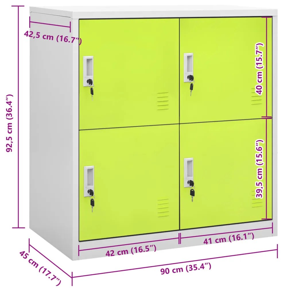 Cacifo 90x45x92,5 cm aço cinzento-claro e verde