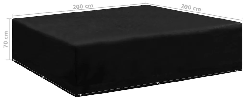 Capa para mobiliário de jardim com 8 ilhós 200x200x70 cm