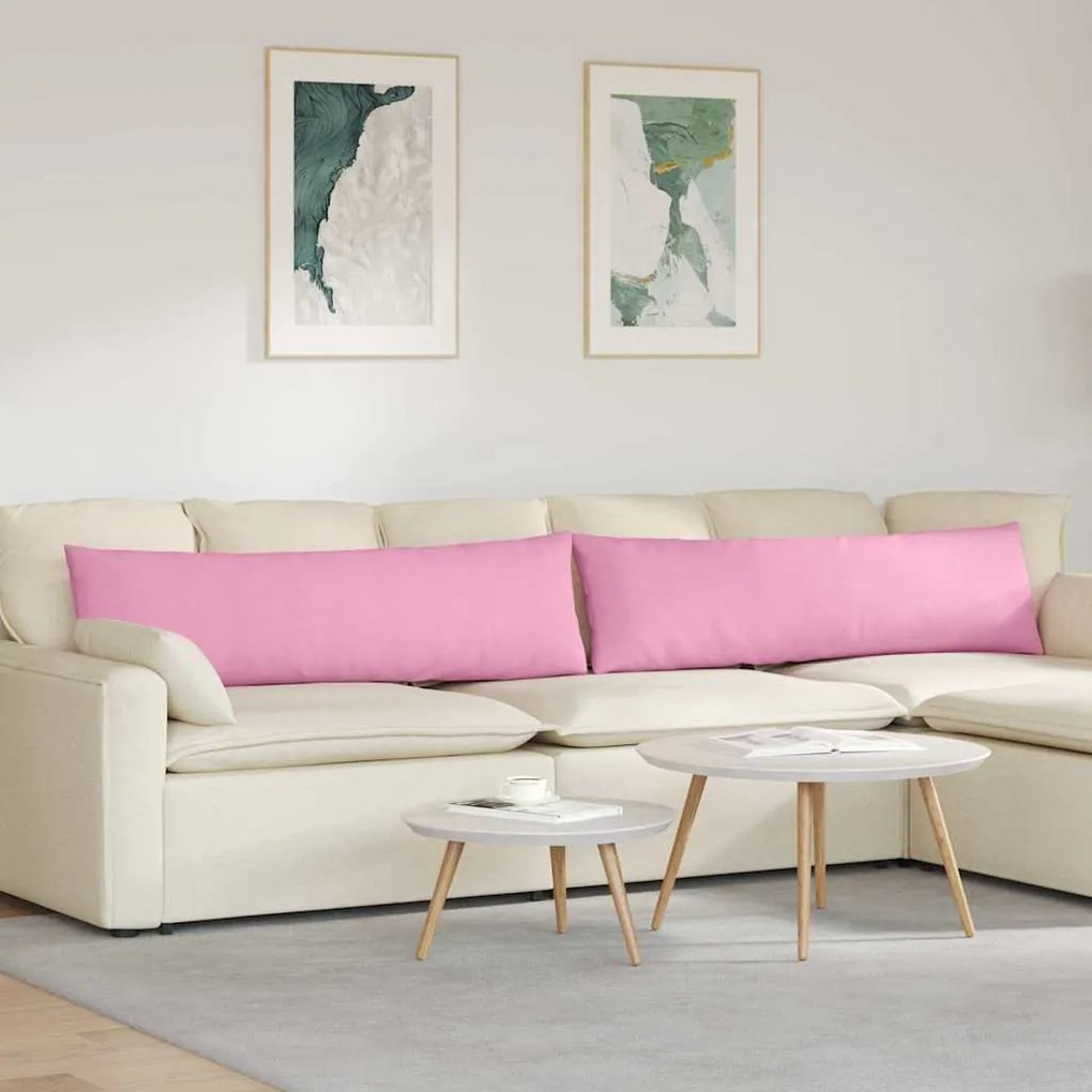 vidaXL Travesseiros de Sofá 2 pcs Rosa 145 x 40 cm tecido
