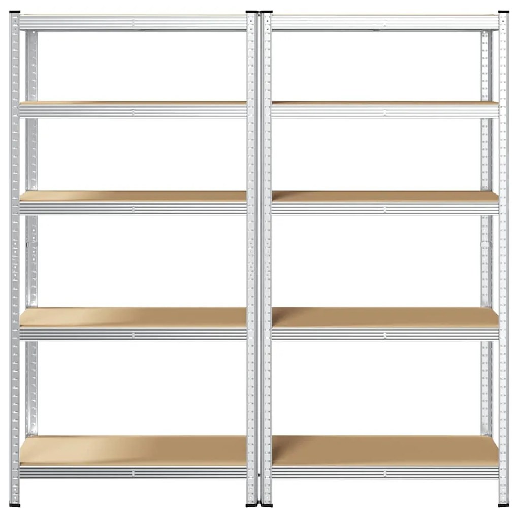 Prateleiras de armazenamento de 5 camadas 2 pcs aço prateado