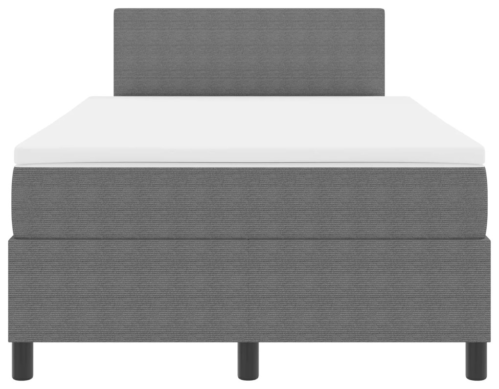 Cama Box Spring com Colchão Cinza 120x200 cm Tecido de Veludo Cotelê