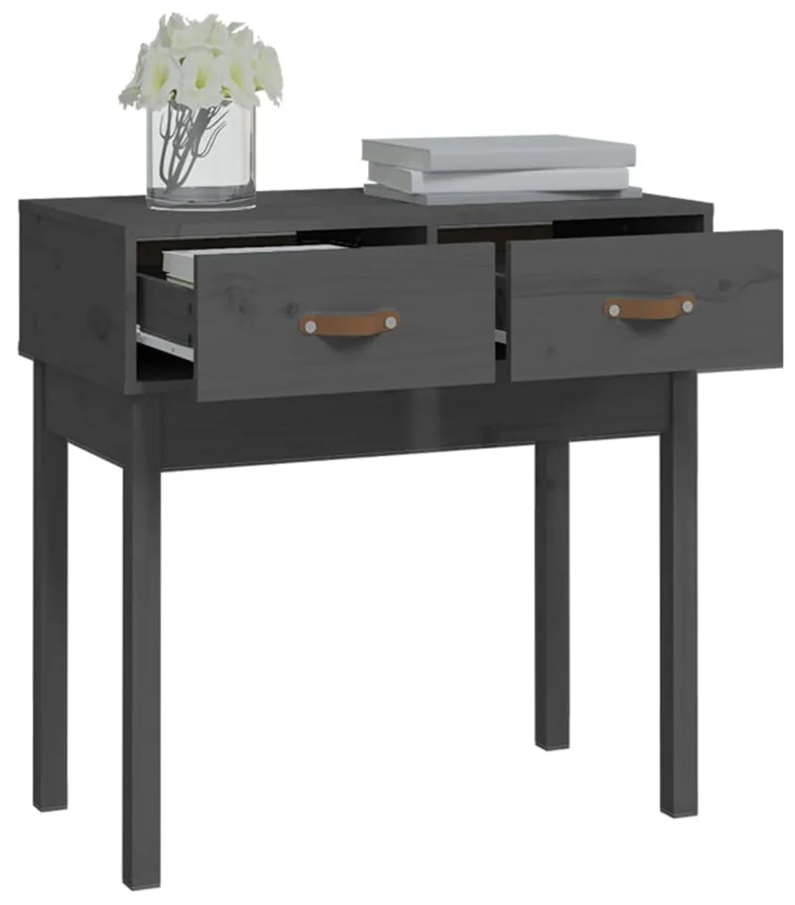 Mesa consola 76,5x40x75 cm madeira de pinho maciça cinzento