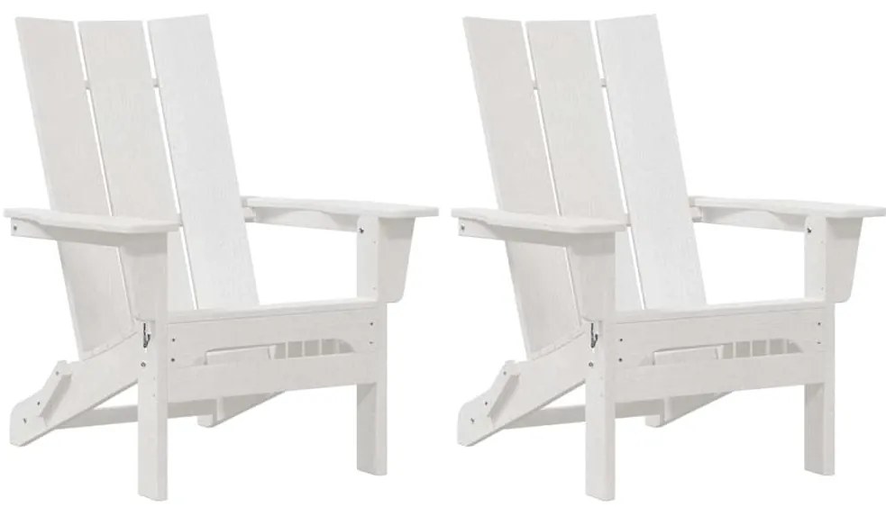 Cadeiras Adirondack Dobráveis vidaXL 2 pcs Branca 74.5x80.5x90 cm HDPE