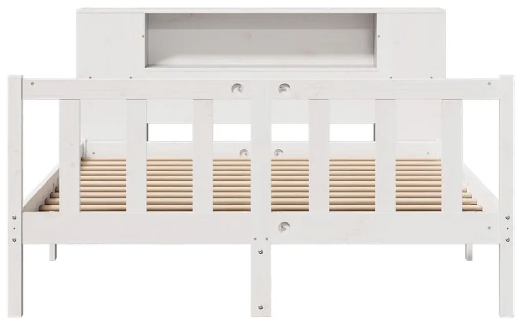 Cama com estante sem colchão 140x200 cm pinho maciço branco