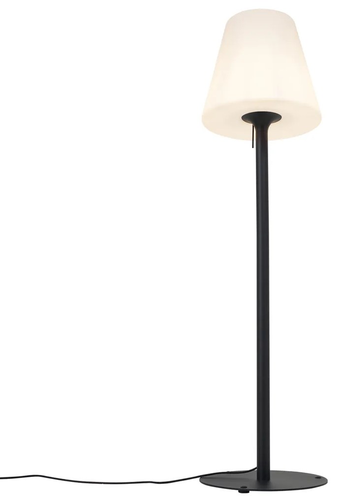 Candeeiro de Pé Moderno para Exterior Preto com Abajur Branco IP44 - Big Virginia Moderno