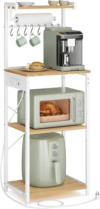 Armario de cozinha 40 x 45 x 140 cm com tomadas cor de carvalho dourado e branco nuvem