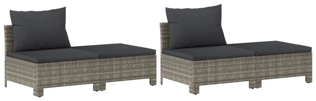 8 pcs conjunto lounge de jardim c/ almofadões vime PE cinzento