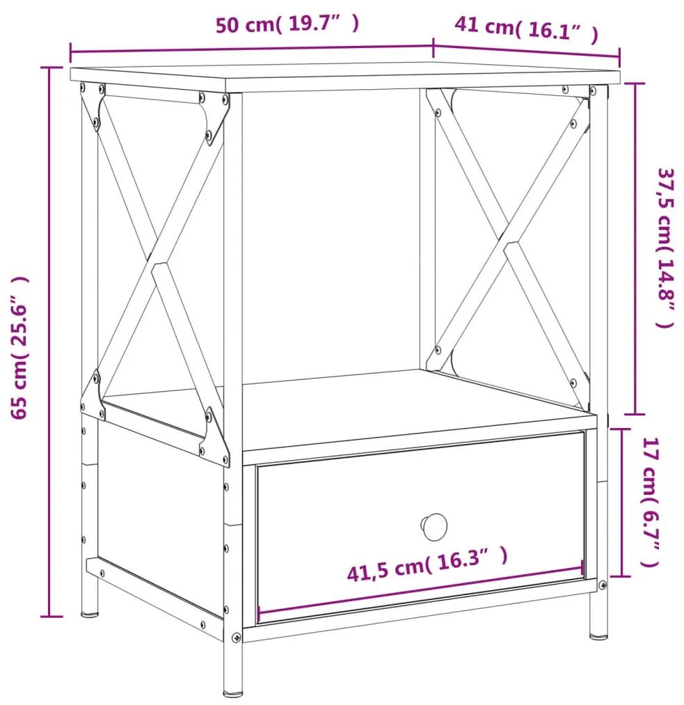 Mesa de cabeceira 50x41x65 cm derivados de madeira preto