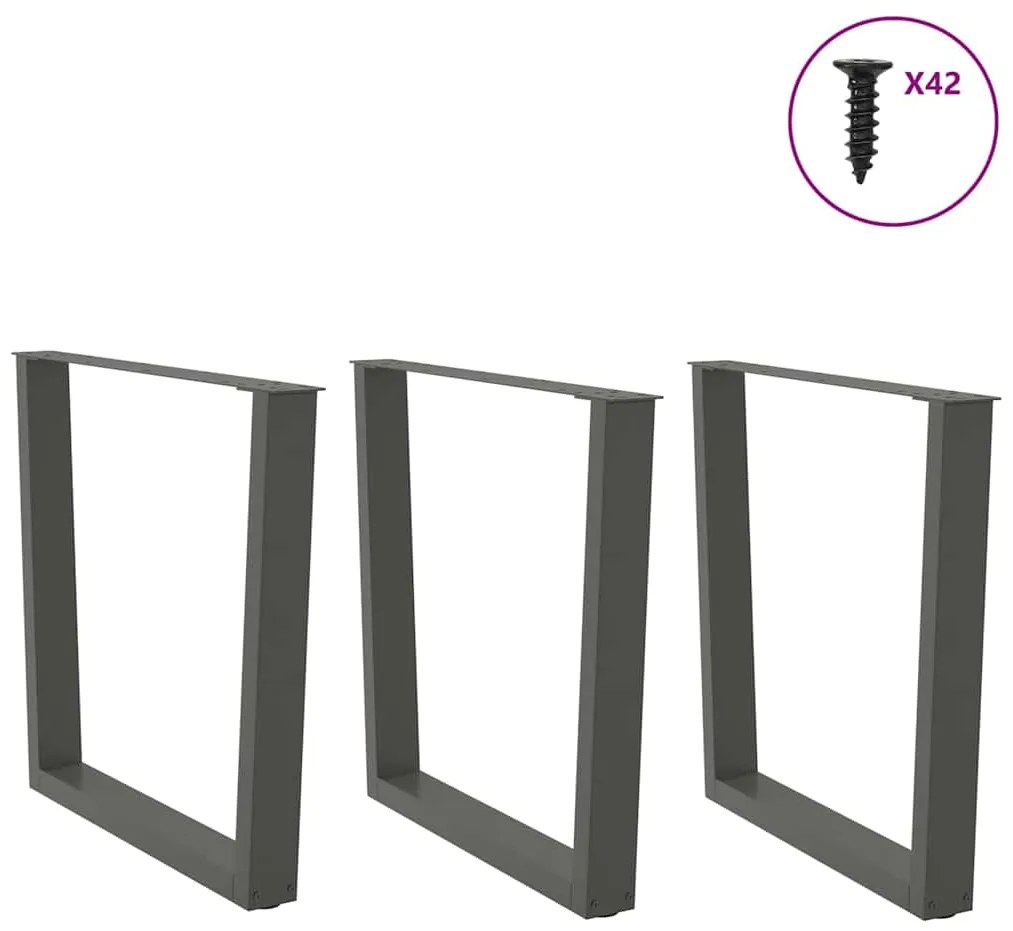 Pés para mesa de jantar em forma de V, 3 peças, antracite, 80x(72-73,3