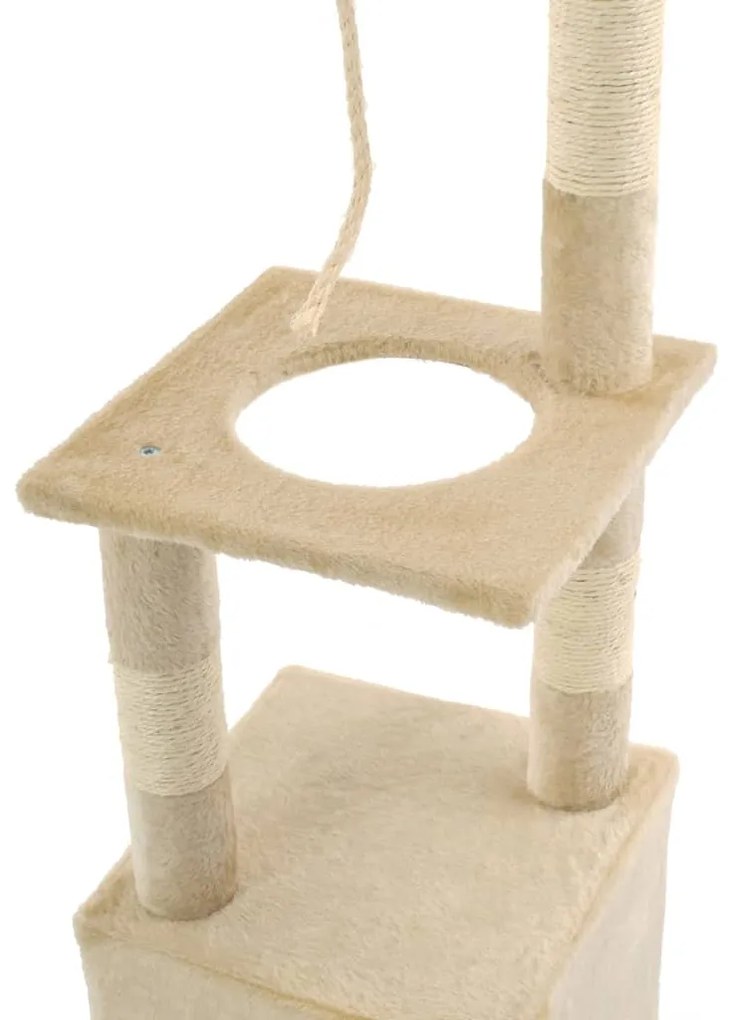 Árvore para gatos c/ postes arranhadores sisal 109 cm bege