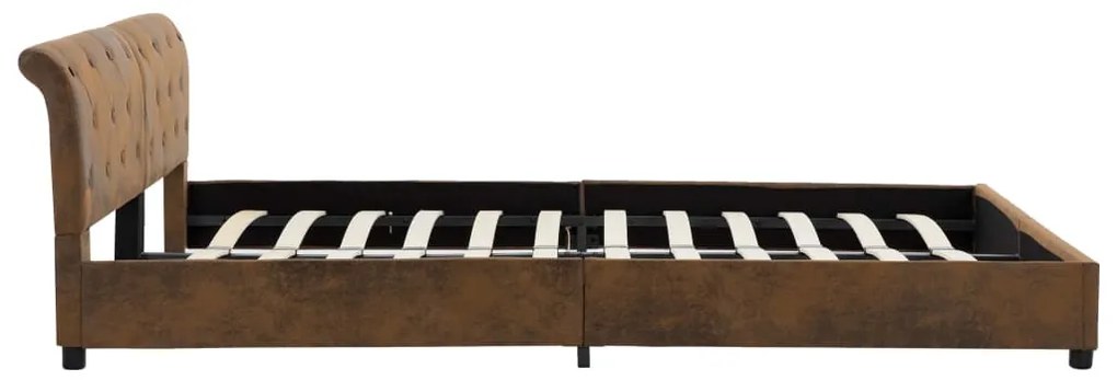Estrutura de cama 180x200 cm camurça artificial castanho