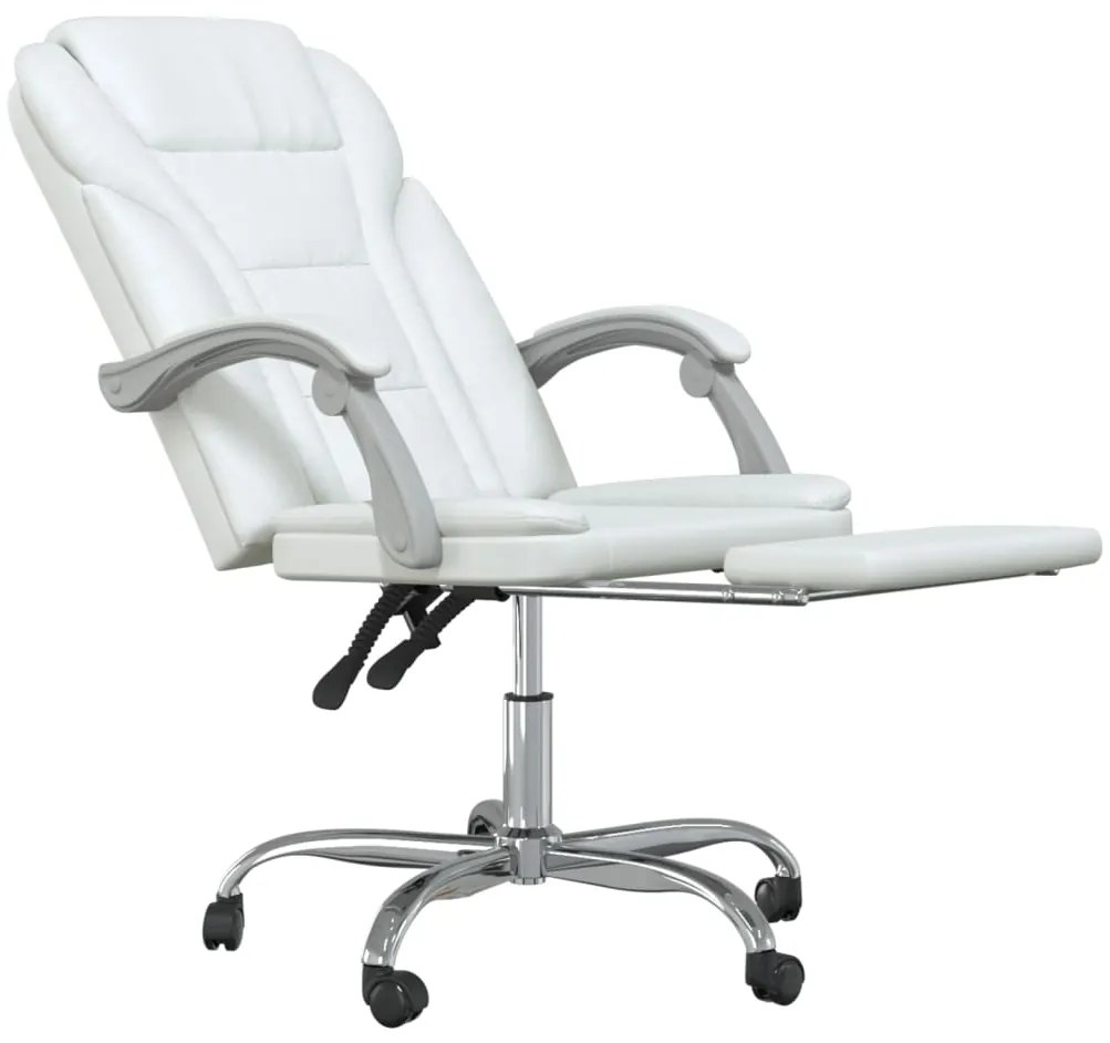 Cadeira de escritório reclinável couro artificial branco