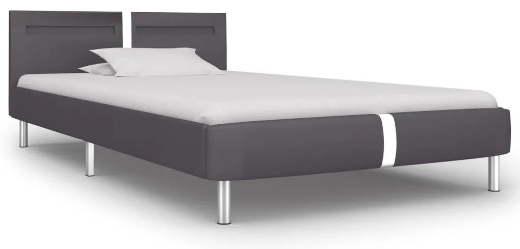 Estrutura de cama c/ LEDs 90x200 cm couro artificial cinzento