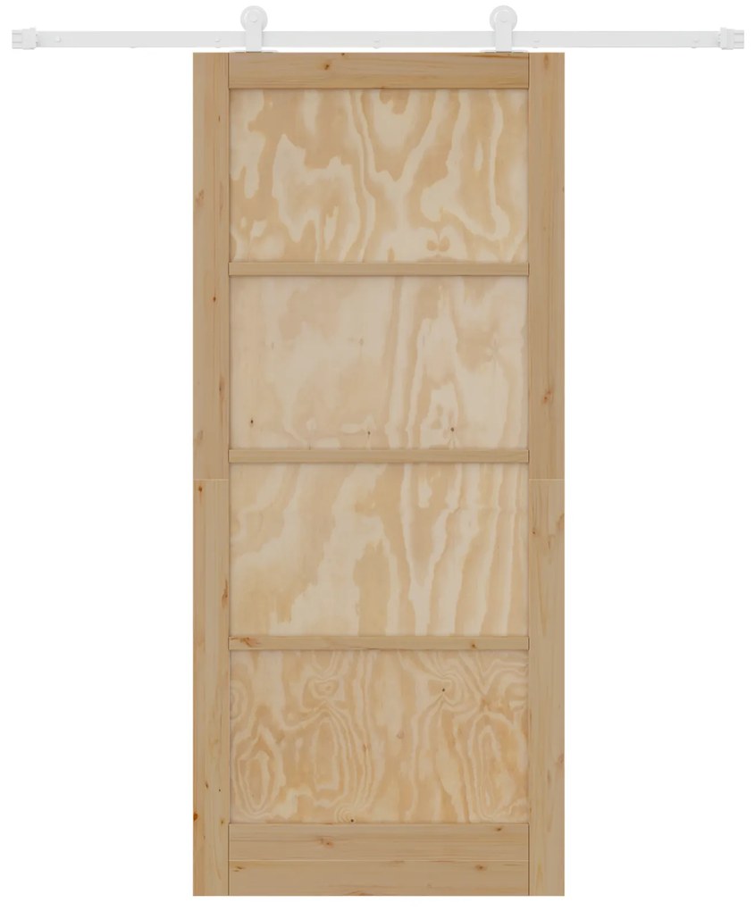 Porta Deslizante com Conjunto de Ferragens 93x211 cm de Madeira Maciça