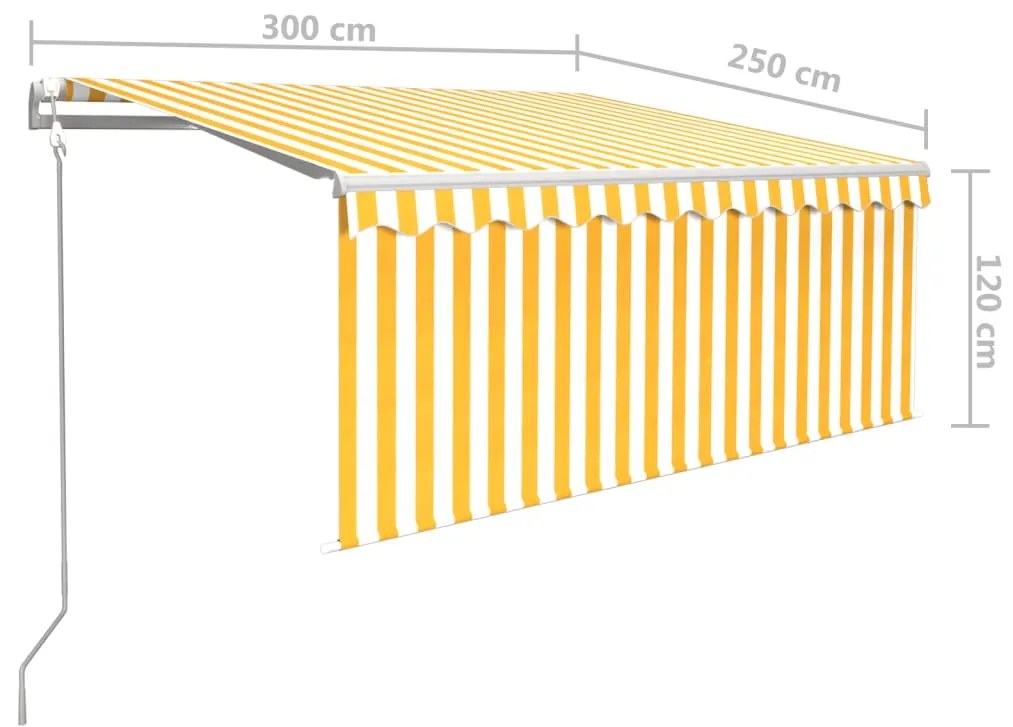 Toldo retrátil automático com estore 3x2,5 m amarelo e branco