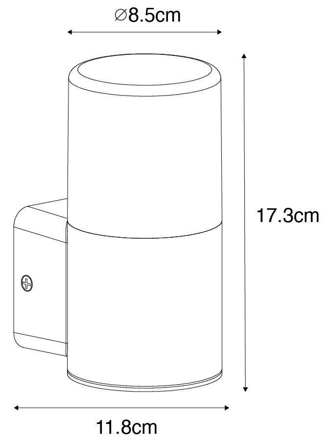 Candeeiro de parede exterior moderno preto com cúpula em fumo IP44 - Odense Moderno