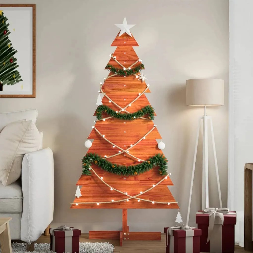 vidaXL Árvore de Natal decorativa 150 cm pinho maciço castanho-mel