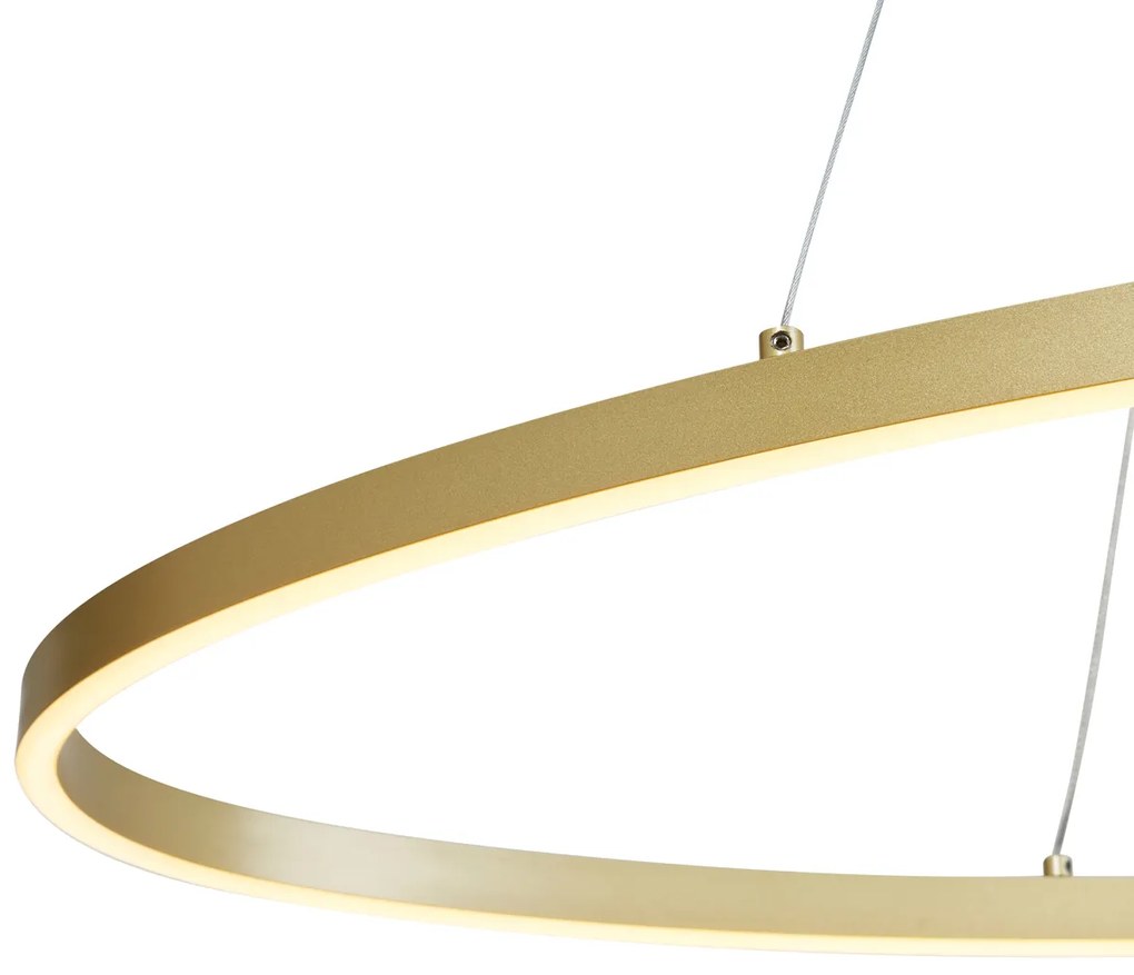 Candeeiro suspenso de design latão 120cm Incl. LED regulável em 3 níveis - Ovallo Design