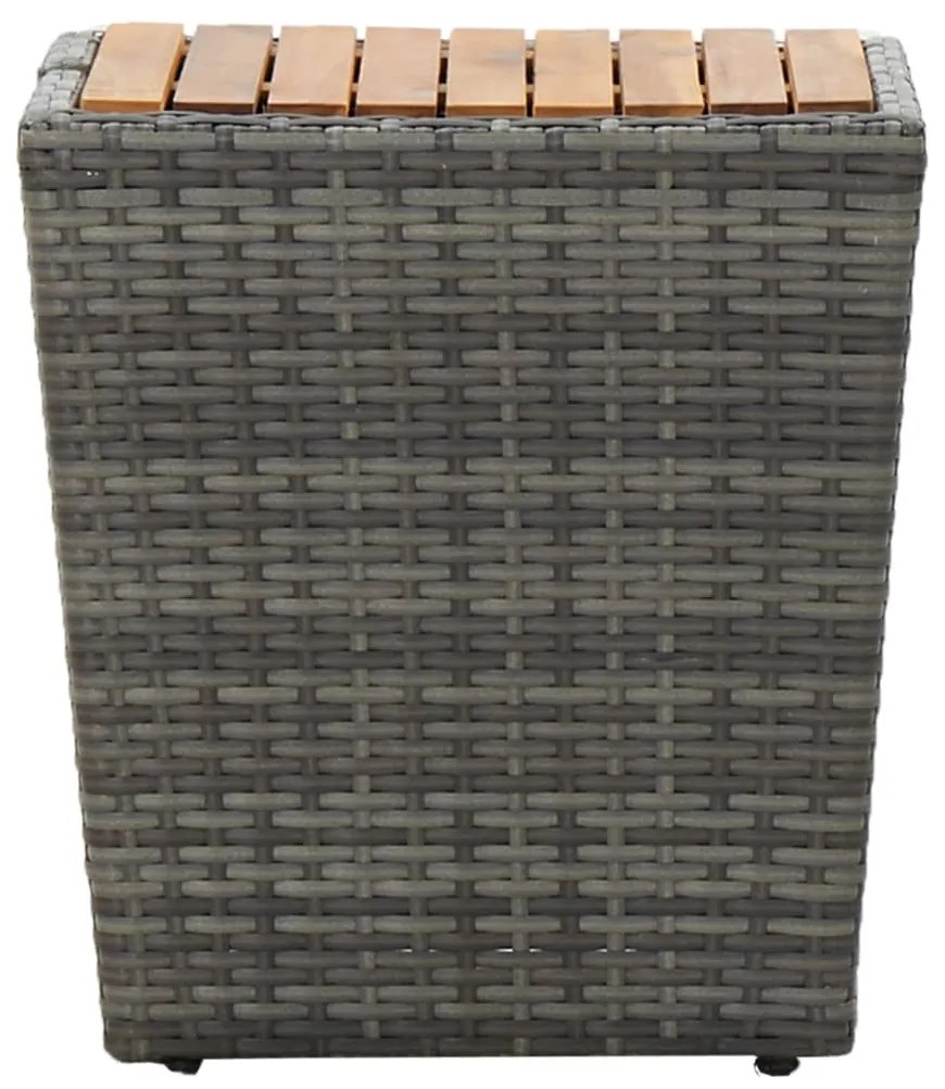 Mesa de chá 41,5x41,5x43 cm vime PE e acácia maciça cinzento