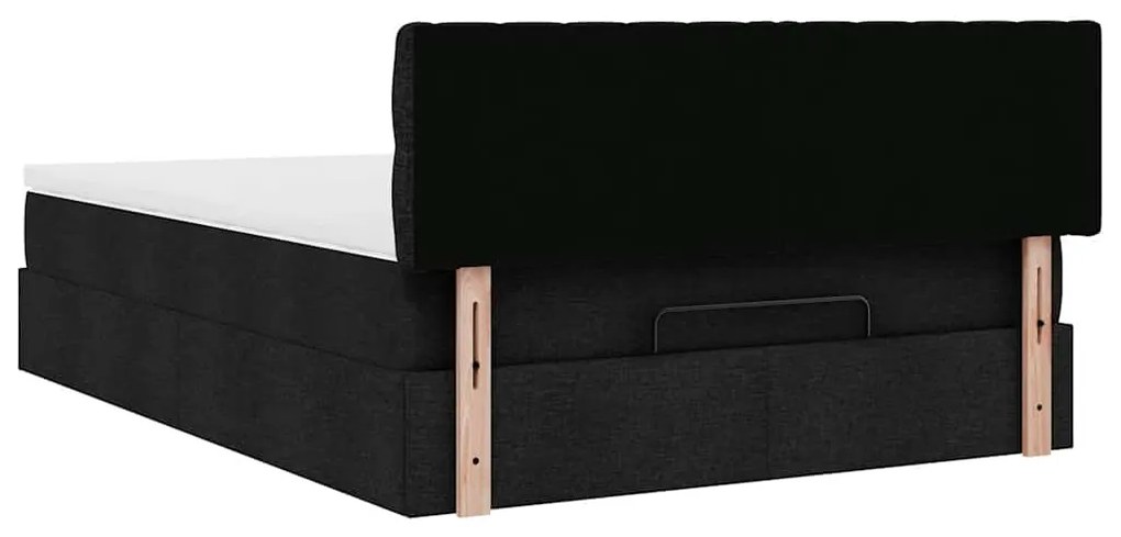 Cama otomana com colchão 140x190 cm tecido preto