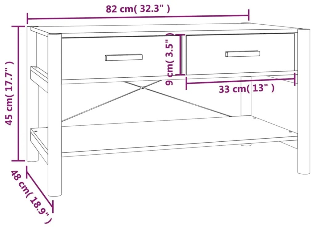 Mesa de centro 82x48x45 cm derivados de madeira branco