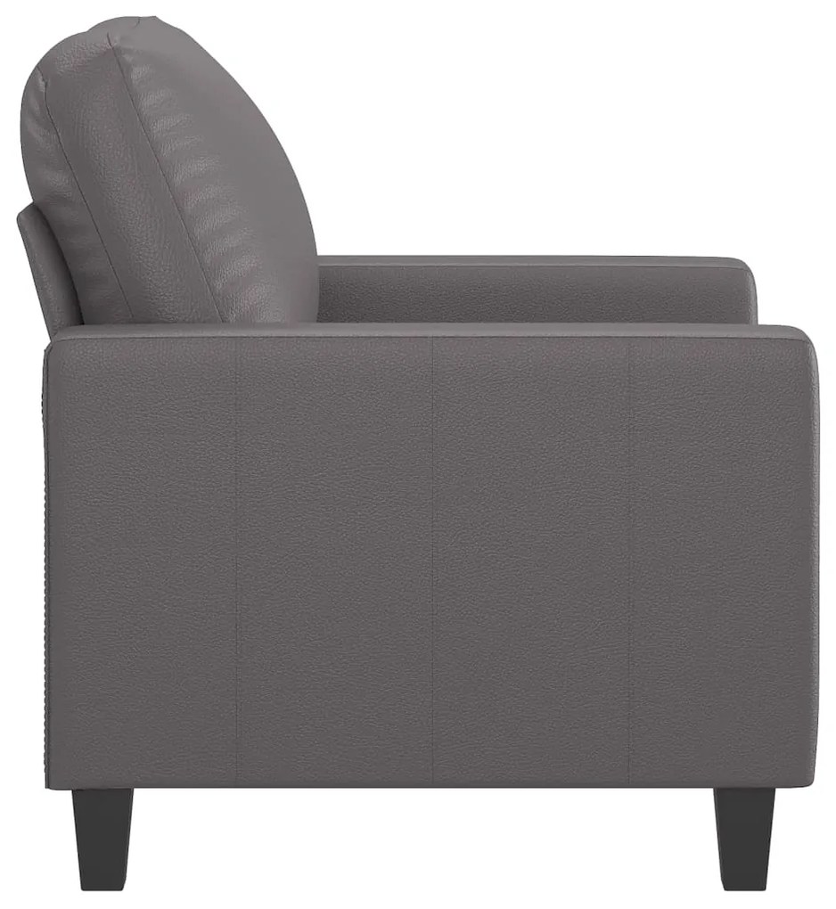 Poltrona 60 cm couro artificial cinzento
