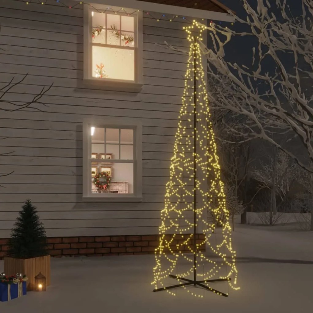 Árvore de Natal em cone 500 luzes LED 100x300 cm branco quente