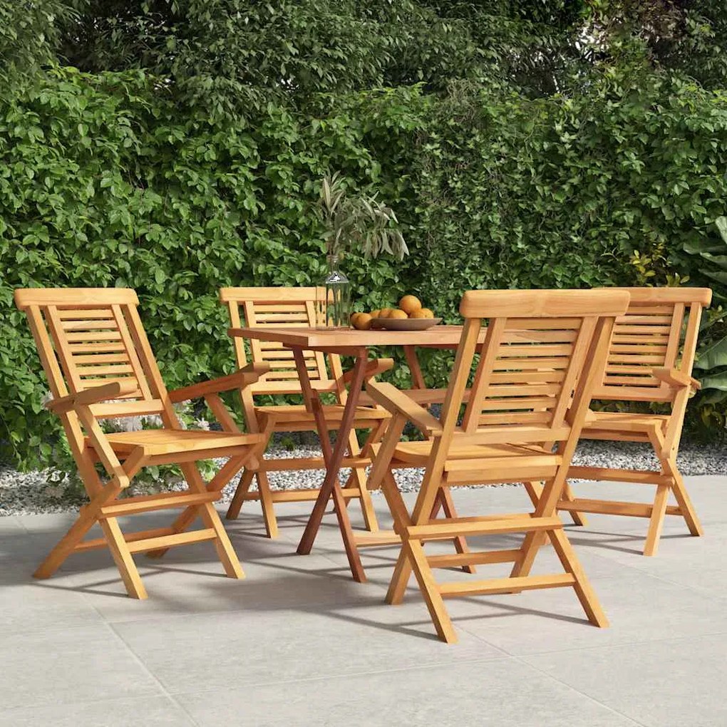 vidaXL Cadeiras de jardim dobráveis 4 pcs 56x63x90 cm teca maciça