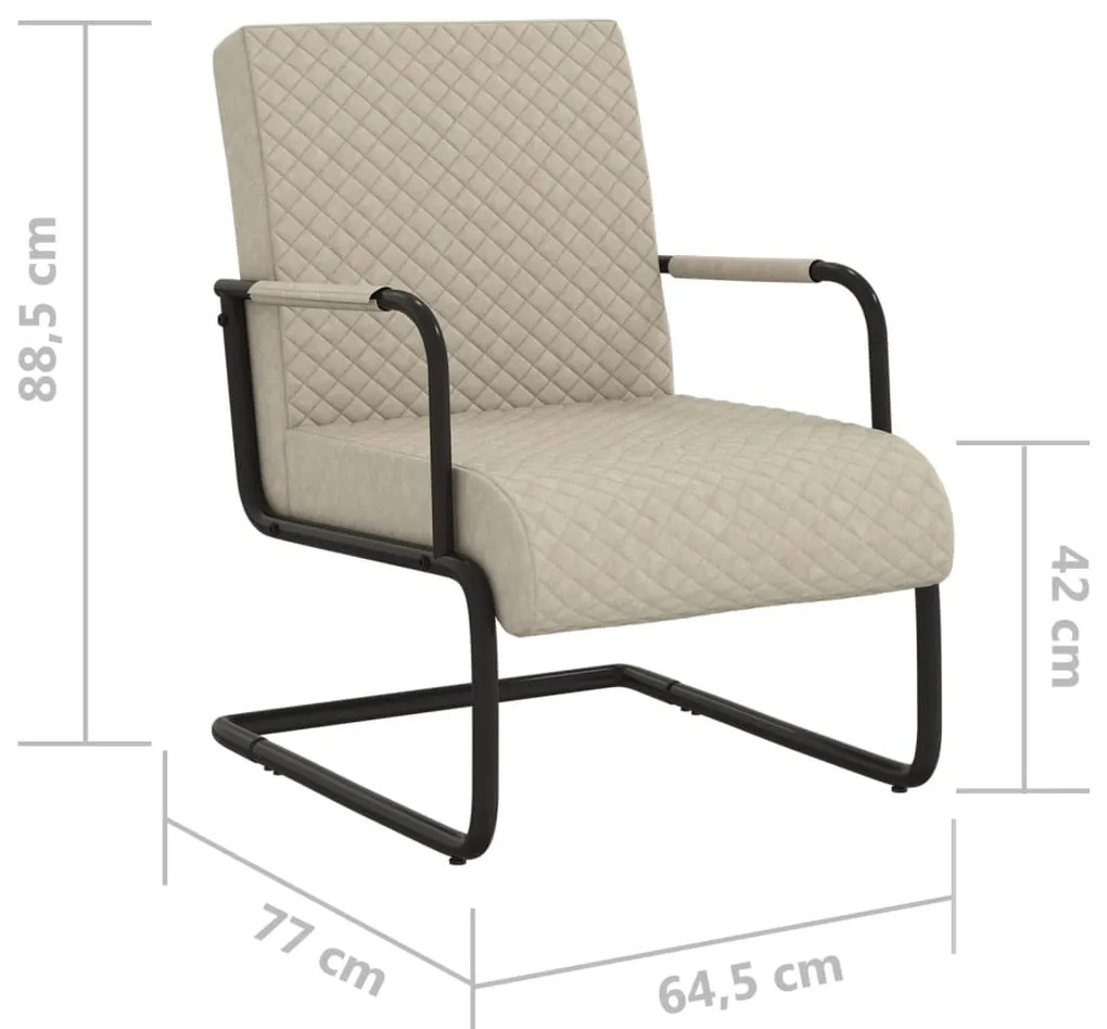 Cadeira cantilever em couro artificial cinzento-claro