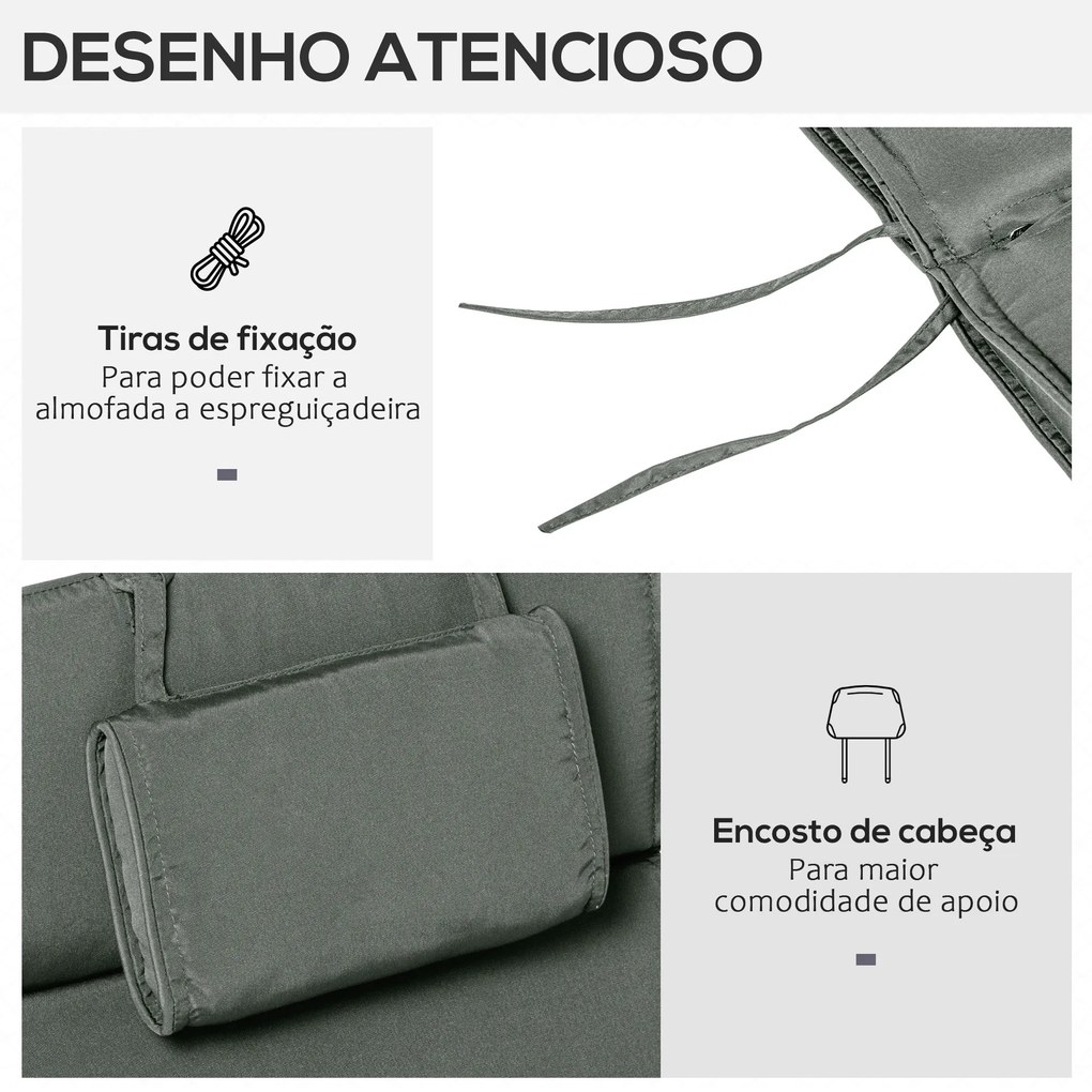 Almofada para Espreguiçadeira 198x53x5cm Almofada Suave para Espreguiç