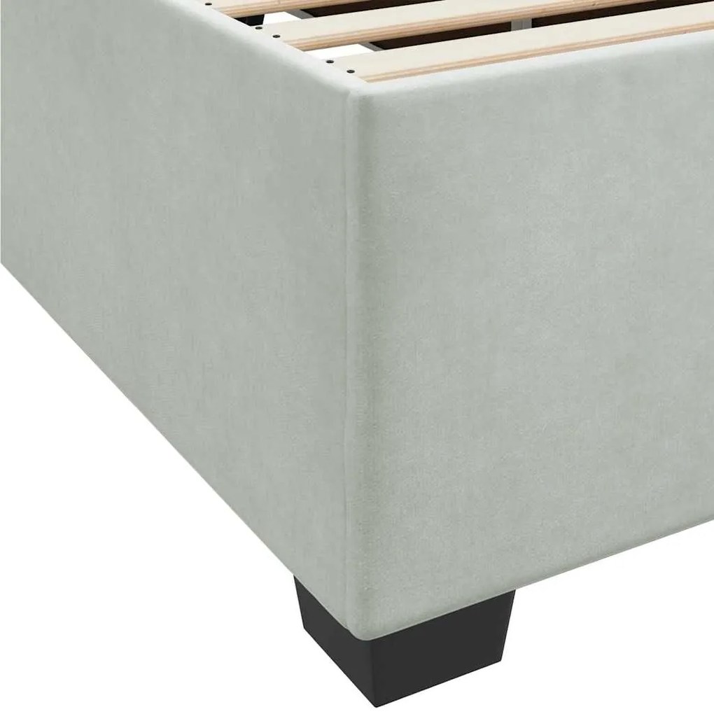 Estrutura de cama com colchão Cinzento-claro 90 x 190 cm Veludo
