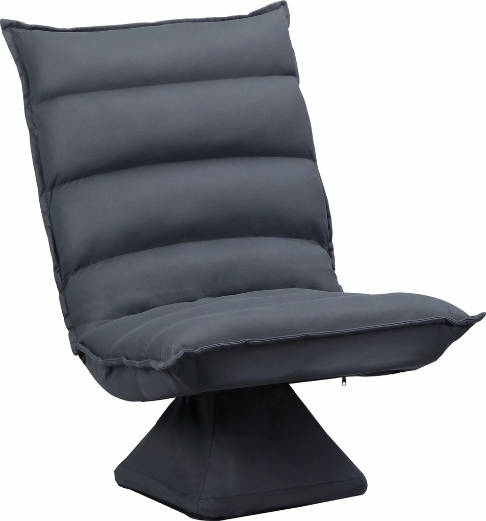 HOMCOM Poltrona de Chão Giratória 360° com Encosto Reclinável 62x70x95 cm Cinza Escuro | Aosom Portugal