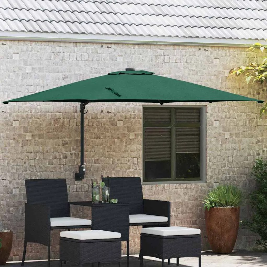 vidaXL Guarda-Sol de Jardim Montado na Parede Verde 247 cm