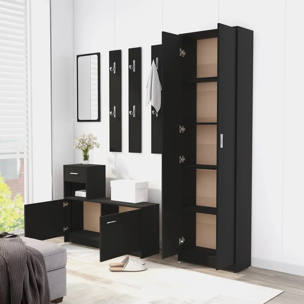 Roupeiro de corredor 55x25x189 cm derivados de madeira preto