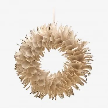 Guirlanda Decorativa De Natal Ø40 Cm Com Penas Sintéticas Rory Castanho Trigo - Sklum