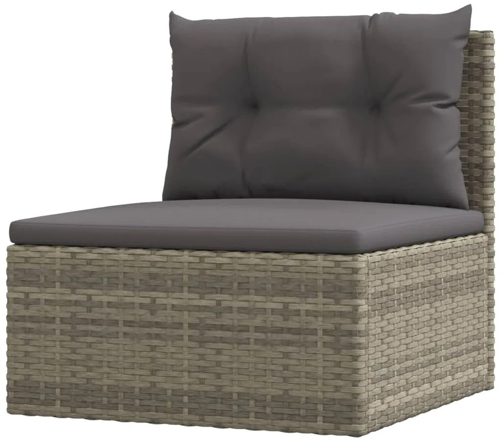 7 pcs conjunto lounge de jardim c/ almofadões vime PE cinzento