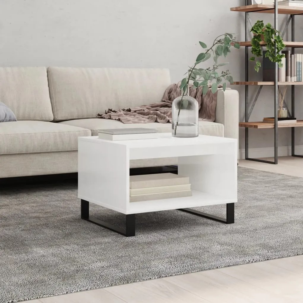 vidaXL Mesa de centro 60x50x40 cm derivados madeira branco brilhante