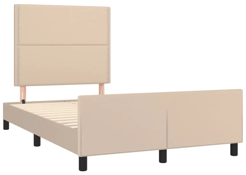 Estrutura de cama sem colchão 120x190cm couro artif. cappuccino