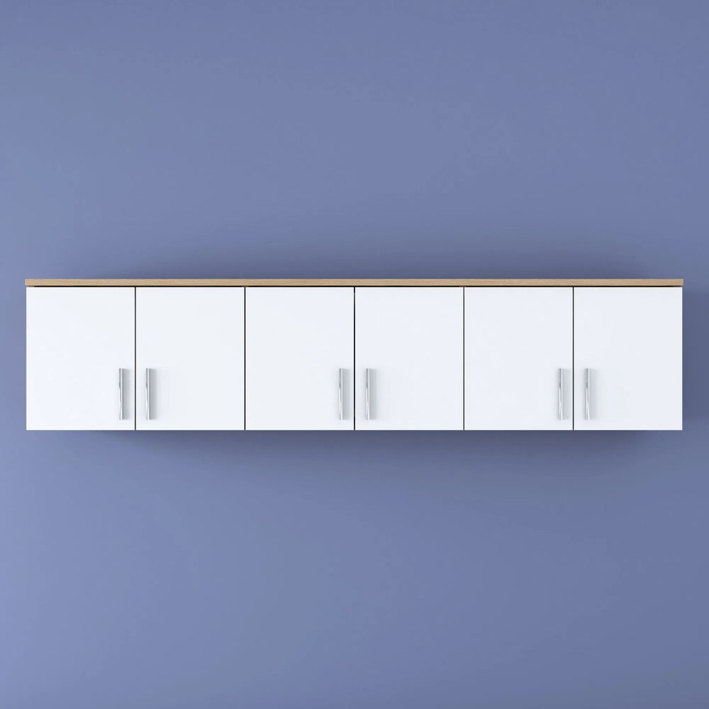 Prateleira de Parede EA114 – Nogueira e Branco – 180x41,4x37,5 cm