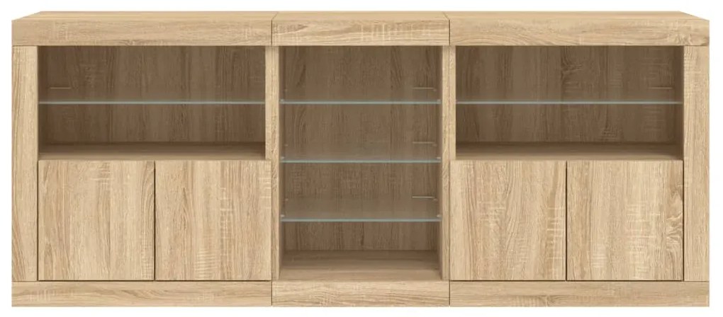 Aparador com luzes LED 181,5x37x67 cm carvalho sonoma