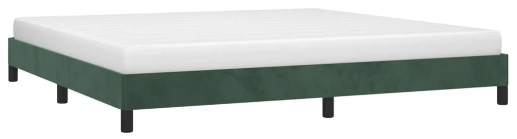 Estrutura de cama sem colchão 200x200 cm veludo verde-escuro