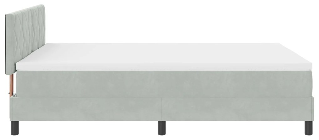 Cama Box com Colchão e Luz LED Cinza Claro 140x200 cm Veludo