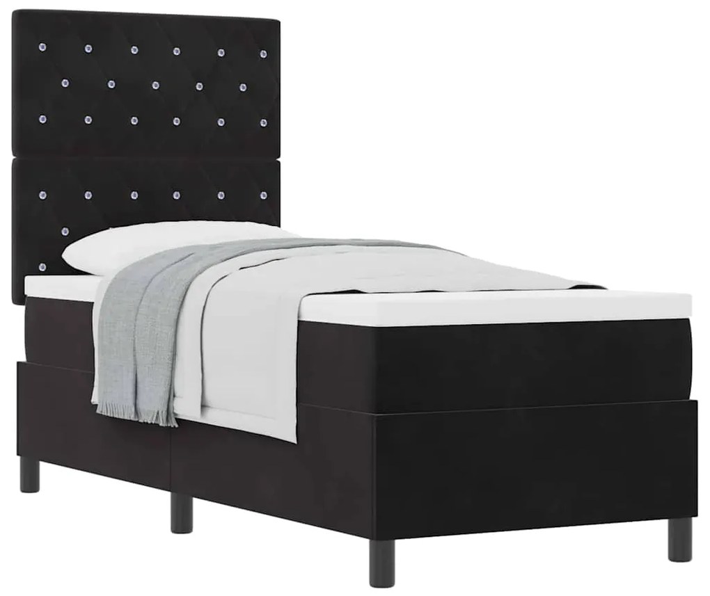 Cama Box com Colchão vidaXL Preto 80x200 cm Veludo