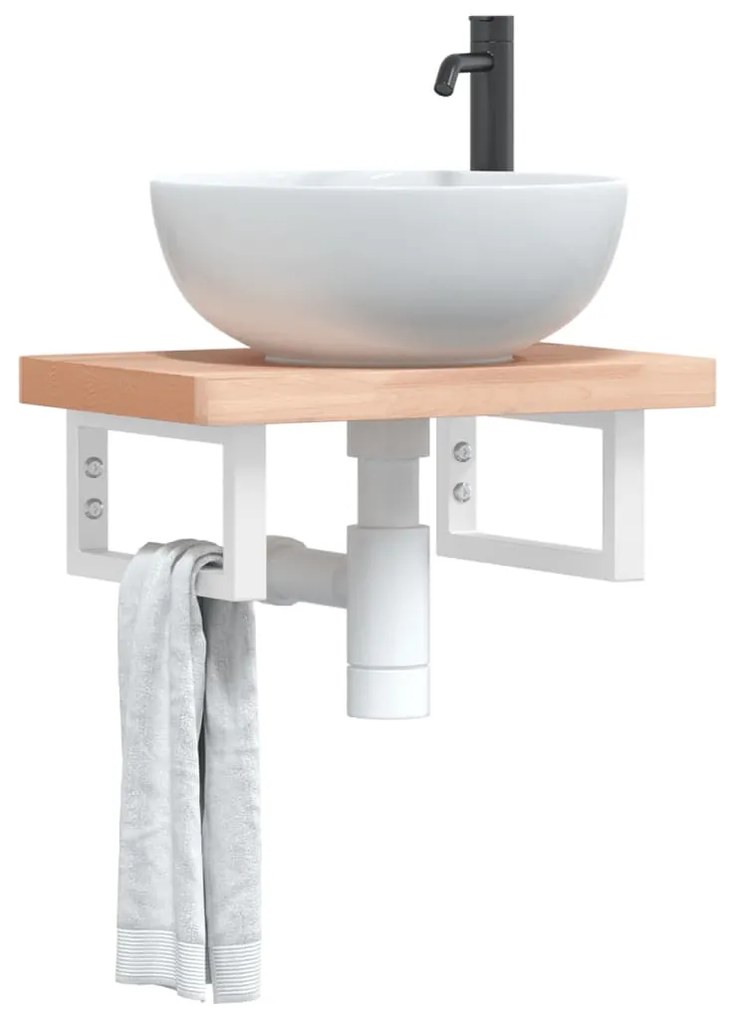 vidaXL Suportes de prateleira p/ lavatório 2 pcs aço retangular branco