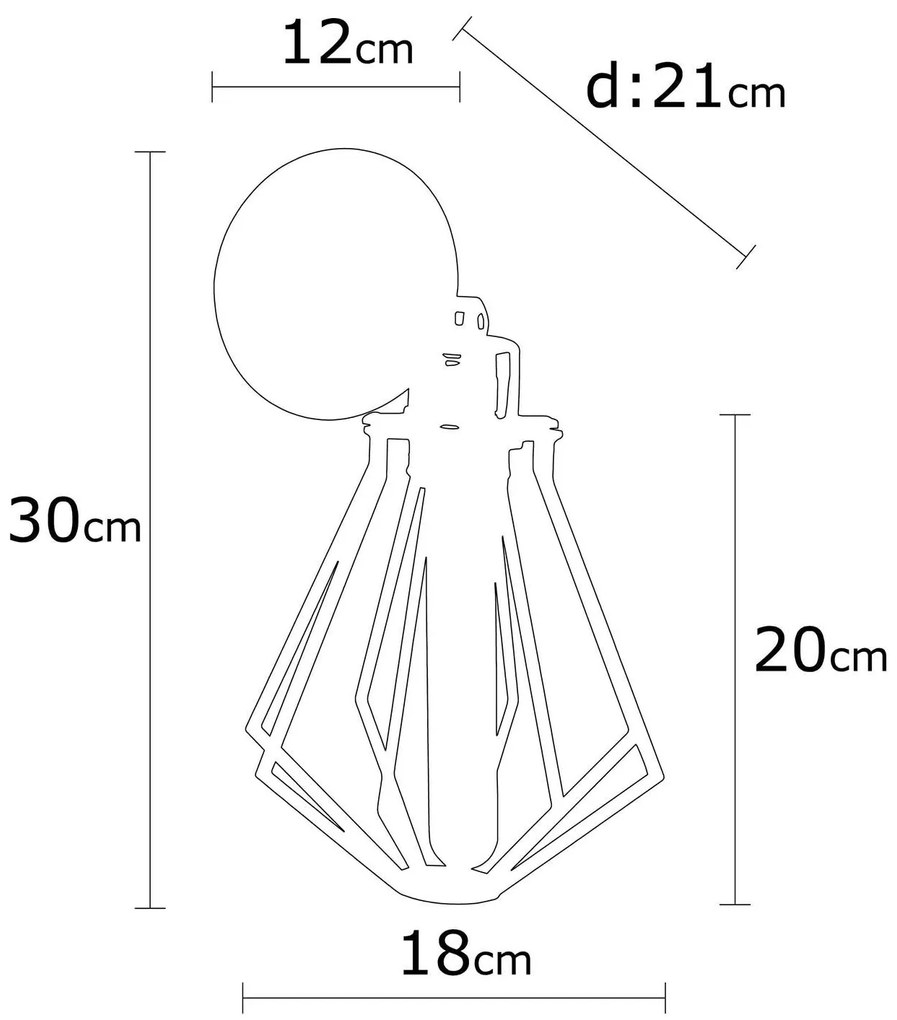 Aplique de Parede Oylat – Preto e Bronze – Diâmetro 18 cm, Altura 30 c