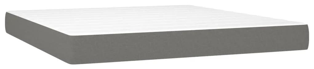 Cama box spring c/ colchão e LED 160x200 cm tecido cinza-escuro