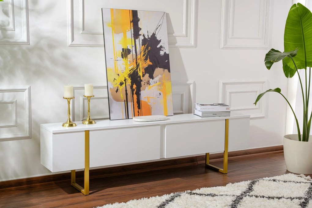 Móvel TV Serenity – Branco e Dourado – 180 cm x 50 cm x 29,5 cm