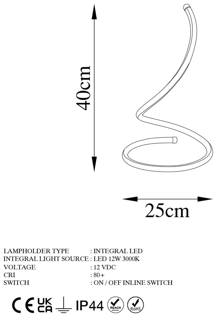 Candeeiro de Mesa Yay – Preto – Diâmetro: 25 cm Altura: 40 cm