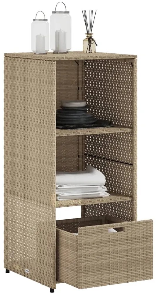 Armário de arrumação para jardim 50x55x115 cm vime PE bege